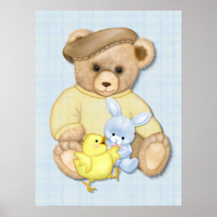 Póster Diversión en la guardería del niño de peluche