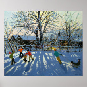 Póster Diversión en la nieve Tideswell Derbyshire