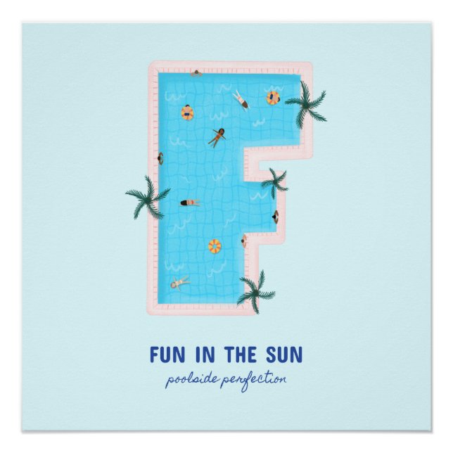 Póster Diversión en la piscina con forma de F de sol (Anverso)