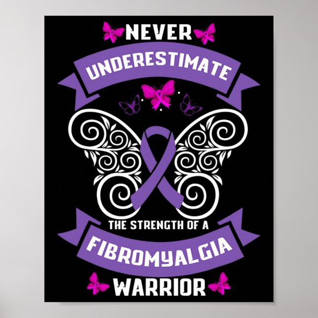 Póster Diversión Fibromialgia Conciencia de Guerreros 1 (Frente)