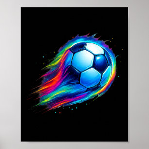 Póster Diversión Fútbol Efecto Colorido Tie Dye Siente El
