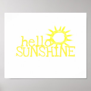 Póster diversión hola sunshine cita amarillo y blanco