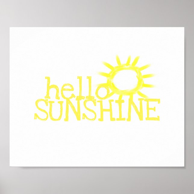Póster diversión hola sunshine cita amarillo y blanco (Frente)
