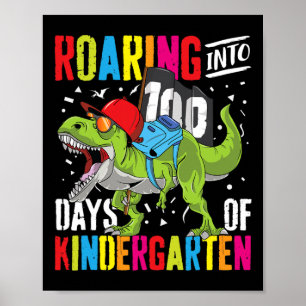 Póster Diversión infantil en 100 días de Rex Dinos