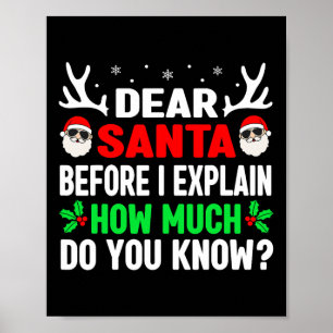 Póster Diversión Navidad Niños Adultos Querido Santa Pued