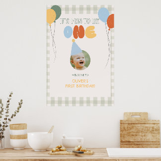 Póster Diversión para ser UNO Verde Gingham Bienvenida al
