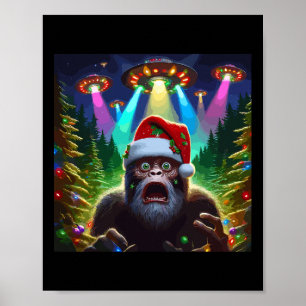 Póster Diversión Selfie de Bigfoot con naves espaciales d