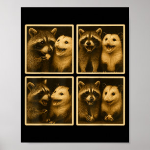 Póster Diversión Ssum Y Selfie De Fotomatón De Mapache Ba
