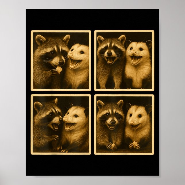 Póster Diversión Ssum Y Selfie De Fotomatón De Mapache Ba (Frente)
