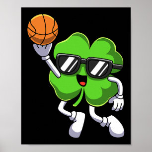 Póster Diversión St Patricks Día Shamrock jugando básquet