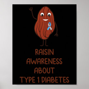 Póster Diversión T1d Tipo 1 Diabetes Awareness Ribbon Gif