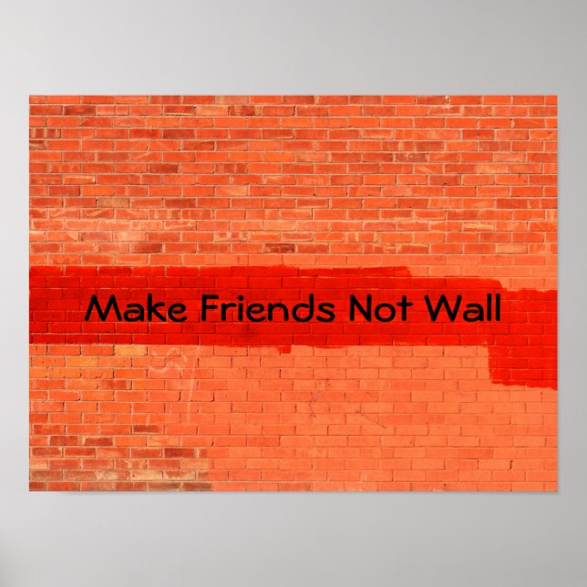 Póster Diversión única de Guay "Make Friends Not Wall" (Frente)