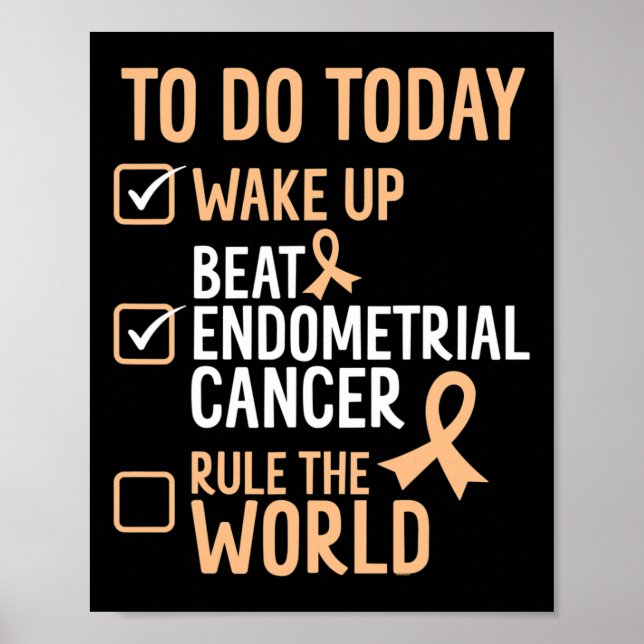 Póster Diversión Vence Cáncer Endometrial Gobierna El Mun (Frente)