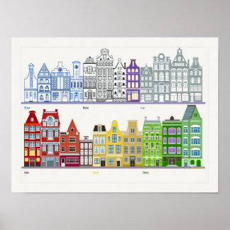 Póster Diversión y color único Amsterdam Row House 2