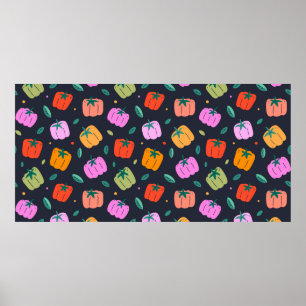 Póster Diversos pimientos, patrón sin soldadura, pipa dul