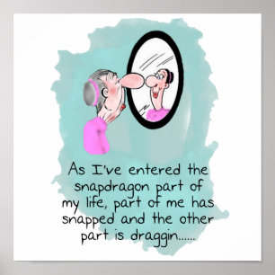 Póster Divertida anciana luciendo vidrio