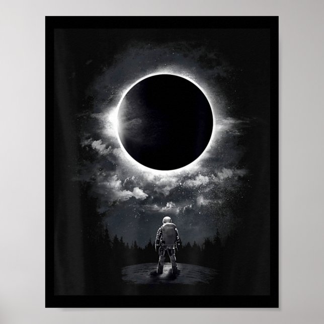 Póster Divertida Ciencia del Eclipse Espacial Astronauta  (Frente)