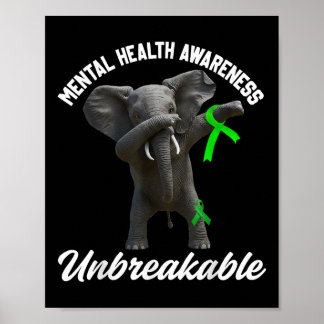 Póster Divertida conciencia de la salud mental Elefante i