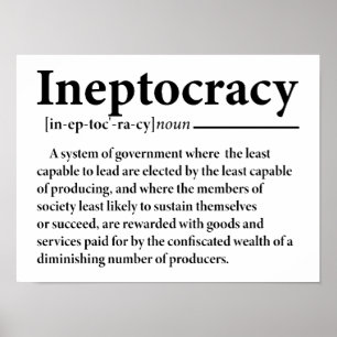 Póster Divertida definición de ineptocracia