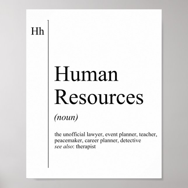 Póster Divertida definición de recursos humanos (Frente)