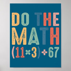 Póster Divertida ecuación matemática escolar de 100 días 