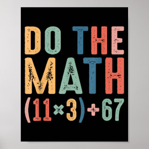 Póster Divertida ecuación matemática escolar de 100 días 