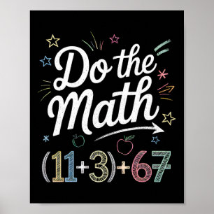 Póster Divertida ecuación matemática escolar de 100 días