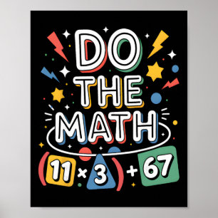 Póster Divertida ecuación matemática escolar de 100 días
