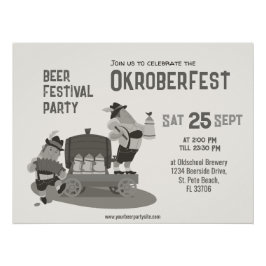 Póster divertida invitación de Baviera al Rótulo Oktoberf