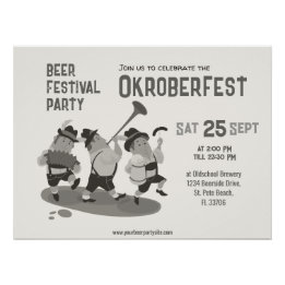 Póster divertida invitación de Baviera al Rótulo Oktoberf