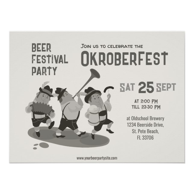 Póster divertida invitación de Baviera al Rótulo Oktoberf (Anverso)