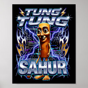 Póster Divertida Italian Brainrot Tung Tung Tung Sahur 