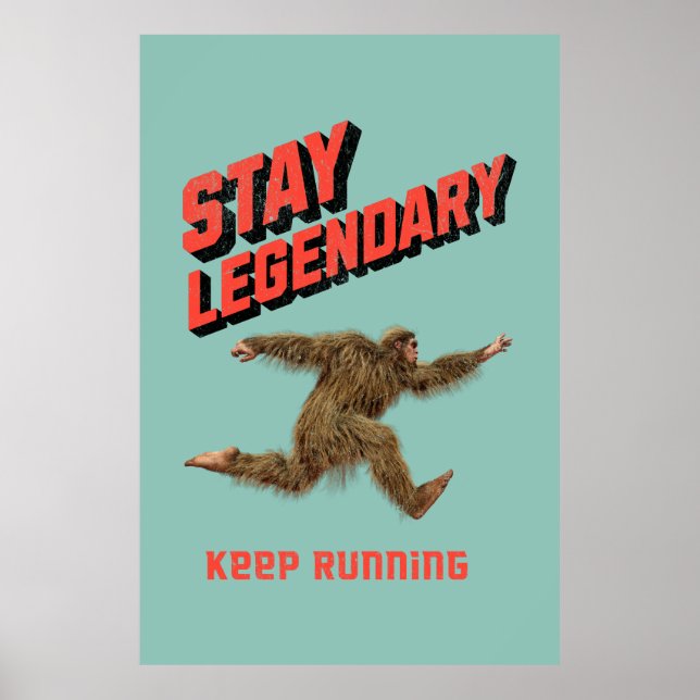 Póster Divertida Motivación para Correr de Bigfoot (Frente)