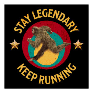 Póster Divertida Motivación para Correr de Bigfoot
