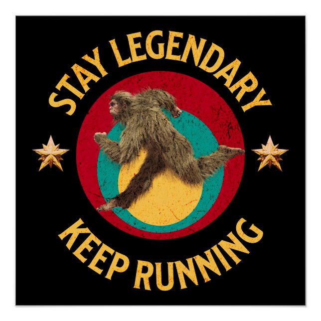 Póster Divertida Motivación para Correr de Bigfoot (Anverso)
