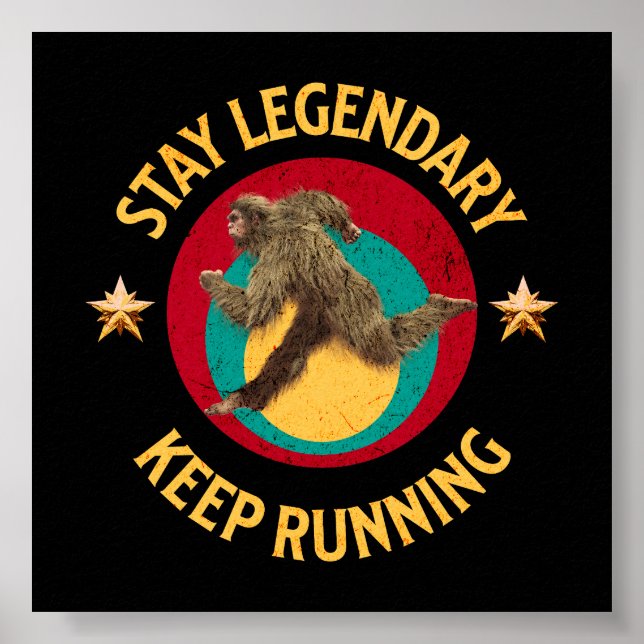 Póster Divertida Motivación para Correr de Bigfoot (Frente)