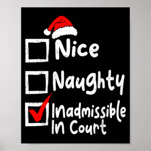 Póster Divertida Navidad agradable traviesa inadmisible e