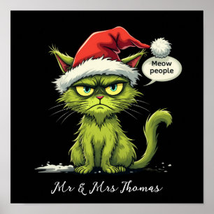 Póster Divertida Navidad "Ew Personas" Amantes de Gatos M