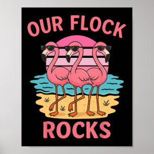 Póster Divertida Nuestra Bandada de Flamencos Familia Vac