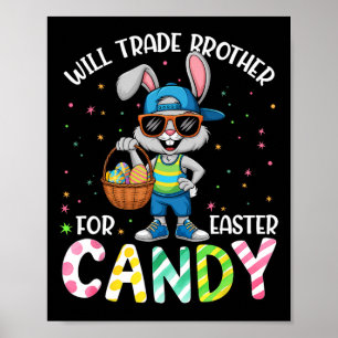 Póster Divertida Pascua Comerciará Con Hermano Para Niños