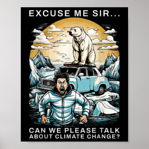 Póster Divertida prueba ambiental del oso polar contra el