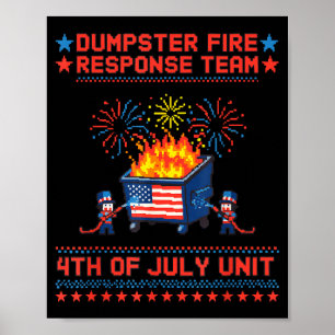 Póster Divertida respuesta de incendio en contenedor patr