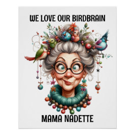 Póster Divertida Senior Con Pájaros