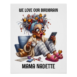 Póster Divertida Senior Con Pájaros