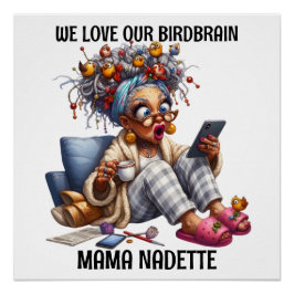 Póster Divertida Senior Con Pájaros