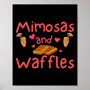 Póster Divertidas Galentine Mimosas Y Waffles Mujeres Ami
