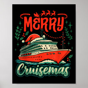 Póster Divertidas Vacaciones de Crucero de Navidad Feliz