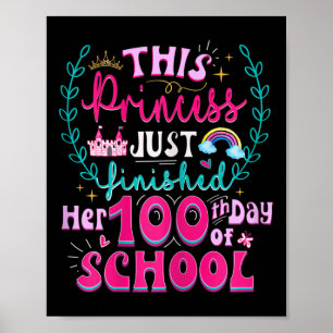 Póster Divertido 100° Día De La Princesa Escolar Cute Niñ