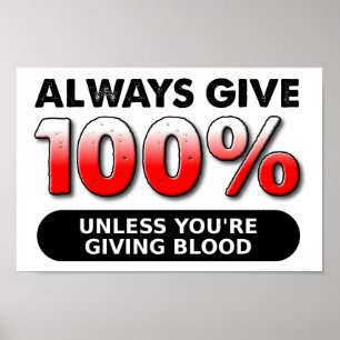 Póster Divertido 100 Por Ciento de Sangre