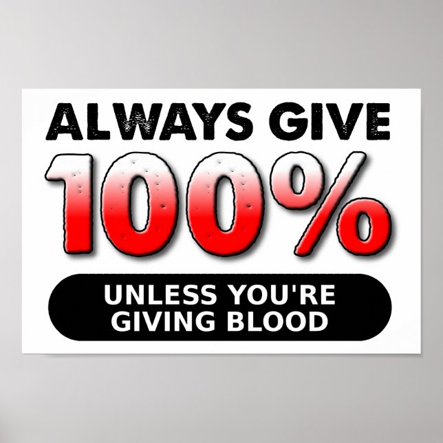 Póster Divertido 100 Por Ciento de Sangre (Frente)
